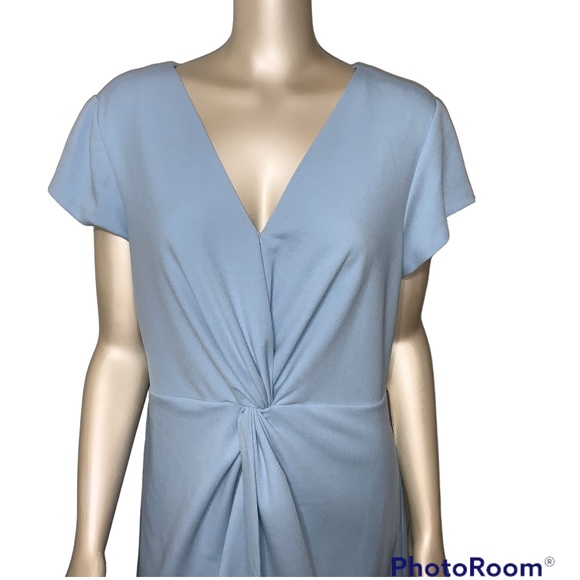 ✨NWT✨ Adrianna Papell DRAPED AND PLEATED CREPE SHORT DRESS IN BLUE MIST - Picture 8 of 13